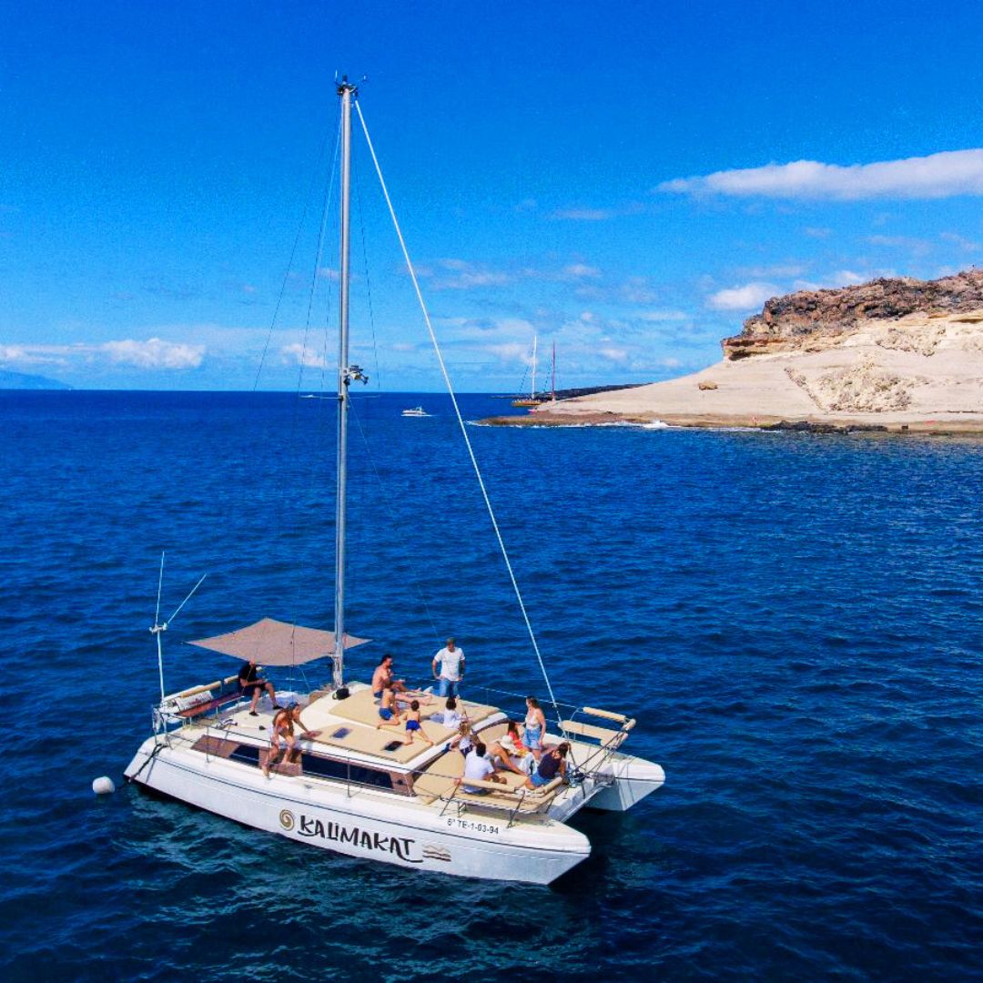 An intimate boat trip on a small catamaran in Tenerife