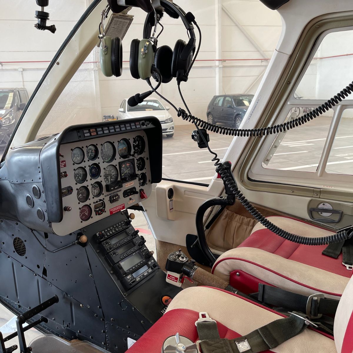 inside the helicopter